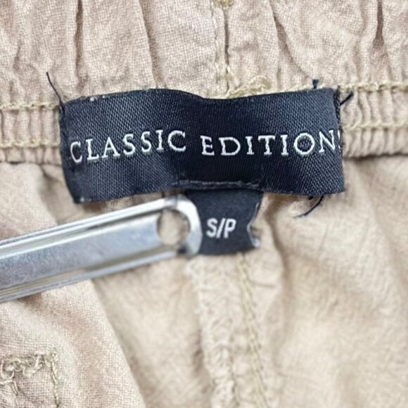 Classic Edition Beige Cropped Pants Size S | 100% Cotton Drawstring Waist Pocket - Picture 7 of 9